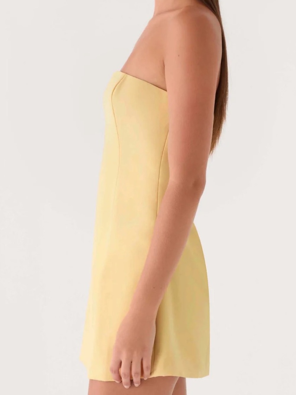 Peppermayo Sorority Ayanna Strapless Pastel Butter Yellow Mini Dress NWT - Picture 3 of 12